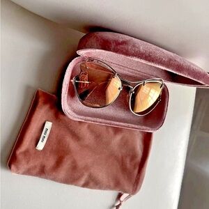 Miu Miu Scenique Butterfly sunglasses pale gold frame Authentic Shades NEW